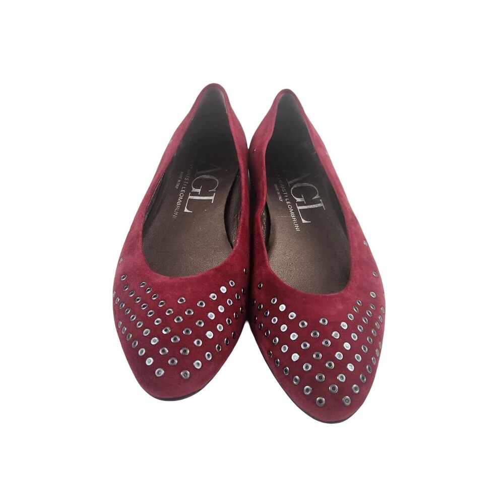 Attilio Giusti Leombruni AGL Red Suede Grommet Ballet Flats Shoes EU 37 6-6.5 US - Picture 3 of 11